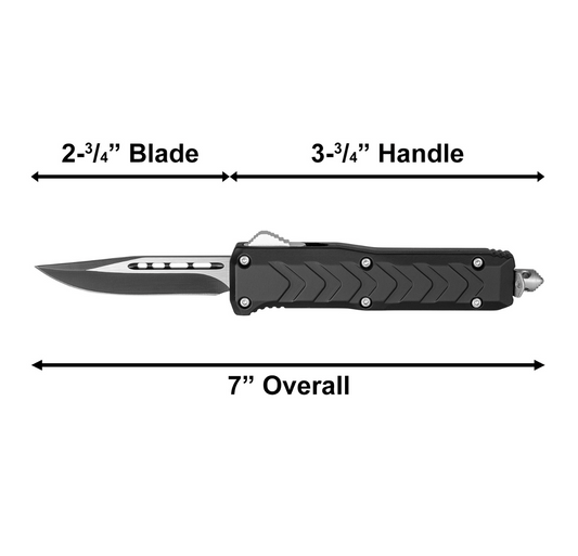Black Chevron OTF Automatic Knife – Clip Point