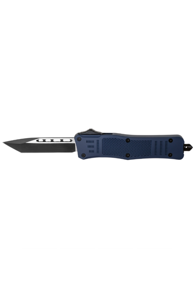 4.5" Automatic OTF Knife – Navy Blue, Tanto Blade