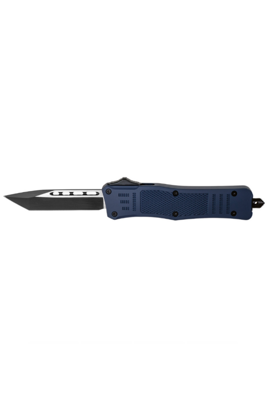 4.5" Automatic OTF Knife – Navy Blue, Tanto Blade