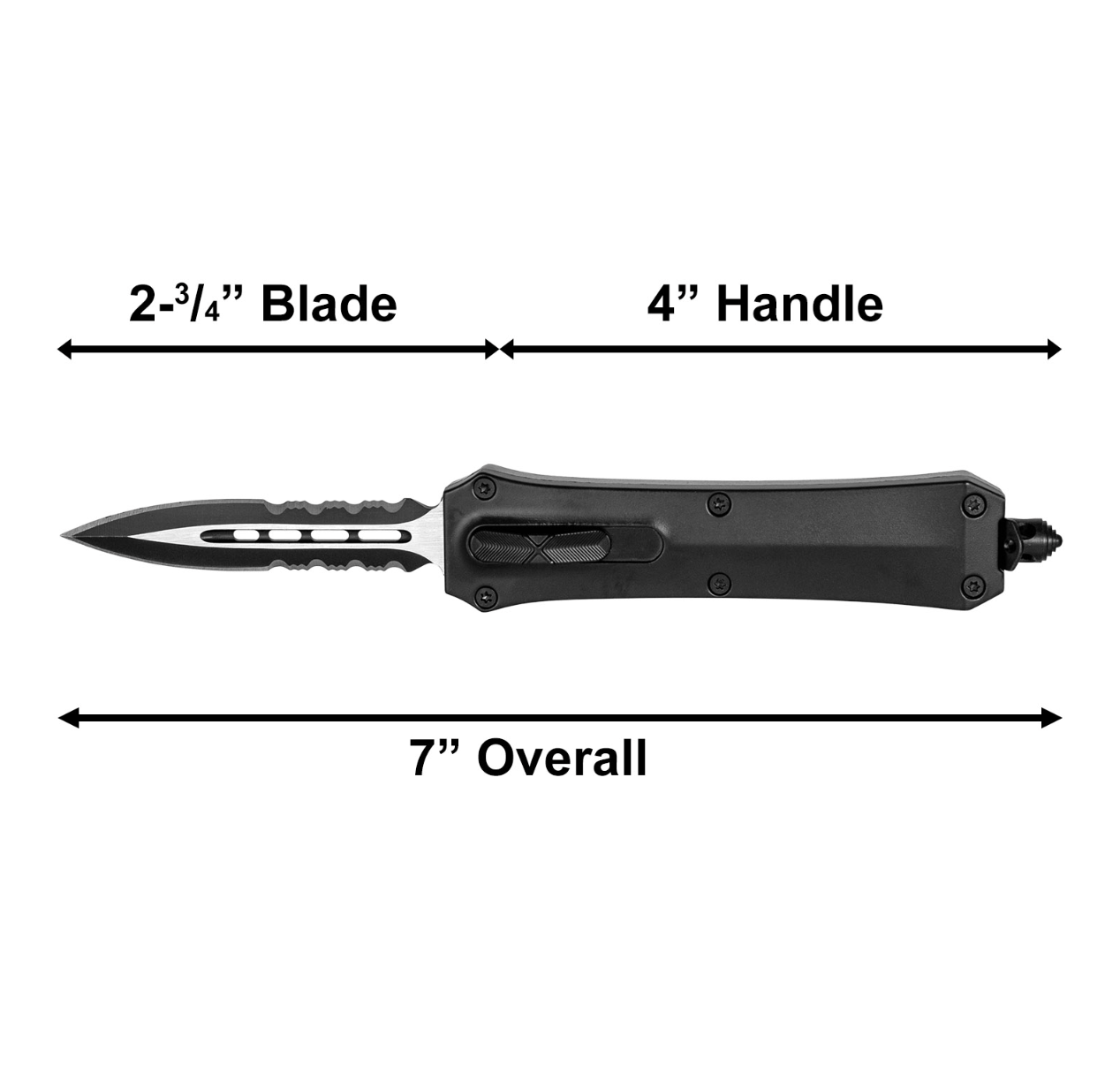 4" Automatic OTF Knife – Spear Point, Dark Talon Black