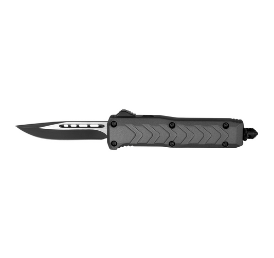 Gunmetal Chevron OTF Automatic Knife – Clip Point Blade
