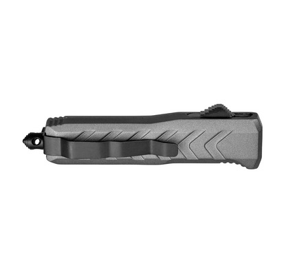 Gunmetal Chevron OTF Automatic Knife – Clip Point Blade